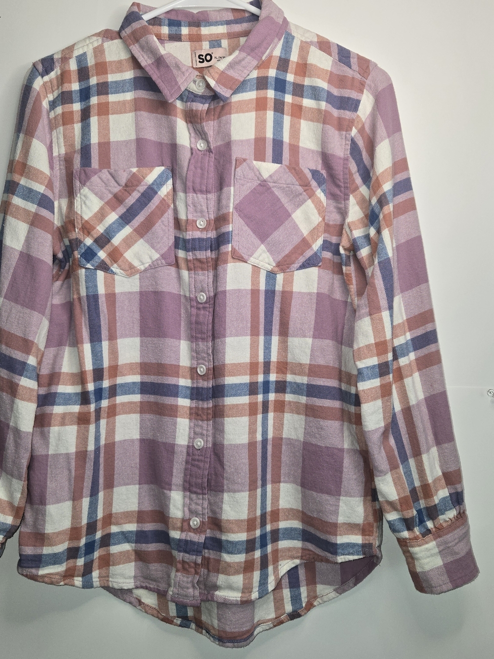 SO Girls' Purple Plaid Button-Up Shirt